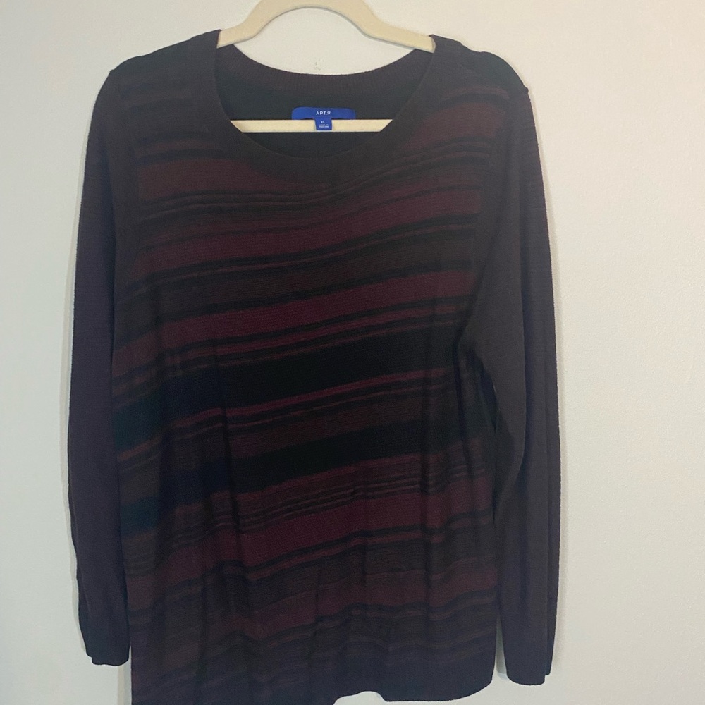 Apt. 9 Women's Striped Sweater - Black and Maroon